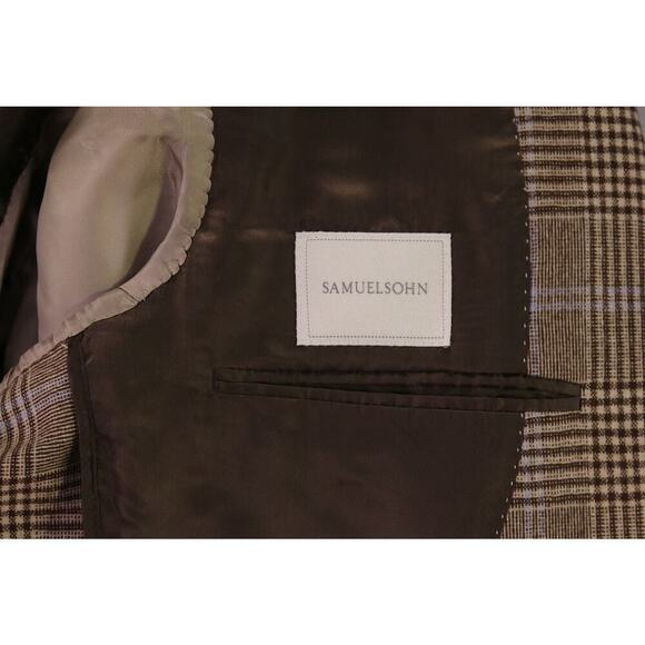 Samuelsohn Brown Plaid Cashmere-Qiviuk by Colombo 2-Btn Sportcoat Blazer 42L - Picture 9 of 13